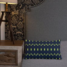 Load image into Gallery viewer, Lime Green and Navy Modern Print Pillow
