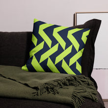 Load image into Gallery viewer, Lime Green and Navy Modern Print Pillow
