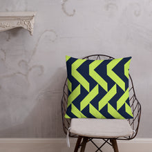 Load image into Gallery viewer, Lime Green and Navy Modern Print Pillow
