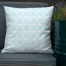 Load image into Gallery viewer, White And Turquoise Pattern Pillow
