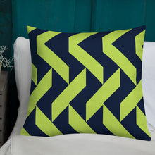 Load image into Gallery viewer, Lime Green and Navy Modern Print Pillow
