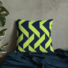 Load image into Gallery viewer, Lime Green and Navy Modern Print Pillow
