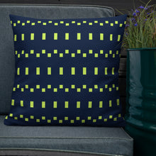 Load image into Gallery viewer, Lime Green and Navy Modern Print Pillow
