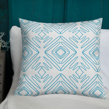 Load image into Gallery viewer, White And Turquoise Pattern Pillow
