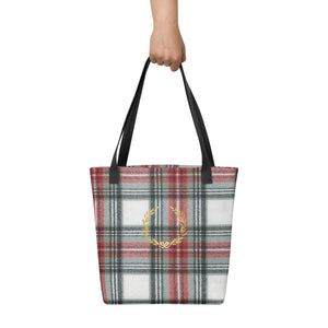 ROYAL WHITE TARTAN PLAID Tote bag