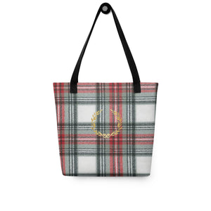 ROYAL WHITE TARTAN PLAID Tote bag