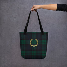 Load image into Gallery viewer, ROYAL GREEN TARTAN PLAID Tote bag
