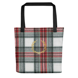 ROYAL WHITE TARTAN PLAID Tote bag