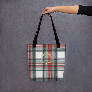 ROYAL WHITE TARTAN PLAID Tote bag