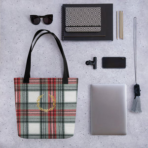 ROYAL WHITE TARTAN PLAID Tote bag