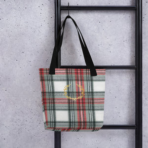 ROYAL WHITE TARTAN PLAID Tote bag