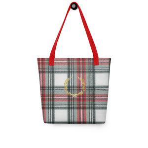 ROYAL WHITE TARTAN PLAID Tote bag