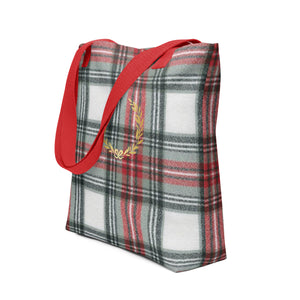 ROYAL WHITE TARTAN PLAID Tote bag