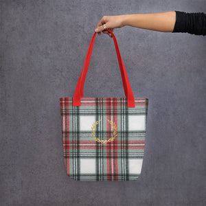 ROYAL WHITE TARTAN PLAID Tote bag