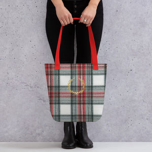 ROYAL WHITE TARTAN PLAID Tote bag