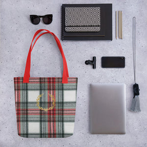 ROYAL WHITE TARTAN PLAID Tote bag