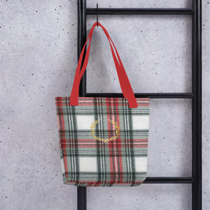 ROYAL WHITE TARTAN PLAID Tote bag