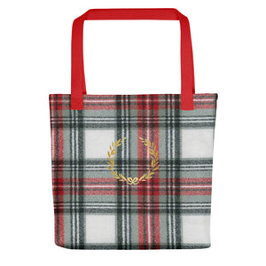 ROYAL WHITE TARTAN PLAID Tote bag