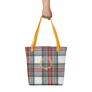 ROYAL WHITE TARTAN PLAID Tote bag