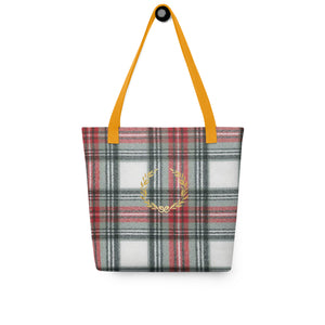 ROYAL WHITE TARTAN PLAID Tote bag