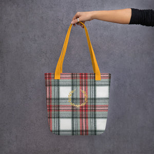 ROYAL WHITE TARTAN PLAID Tote bag