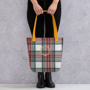 ROYAL WHITE TARTAN PLAID Tote bag