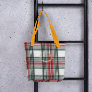 ROYAL WHITE TARTAN PLAID Tote bag