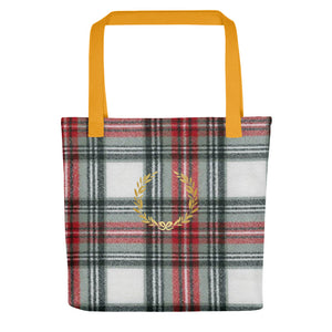 ROYAL WHITE TARTAN PLAID Tote bag