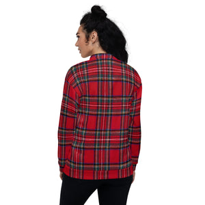 RED TARTAN PLAID Unisex Bomber Jacket