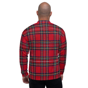 RED TARTAN PLAID Unisex Bomber Jacket