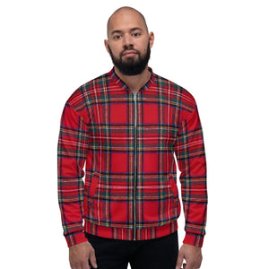 RED TARTAN PLAID Unisex Bomber Jacket