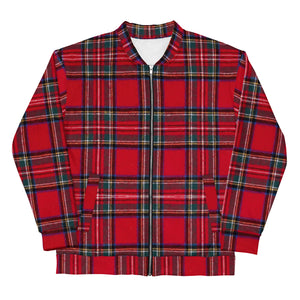 RED TARTAN PLAID Unisex Bomber Jacket