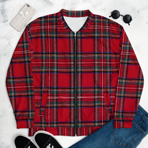 RED TARTAN PLAID Unisex Bomber Jacket