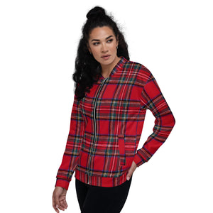 RED TARTAN PLAID Unisex Bomber Jacket