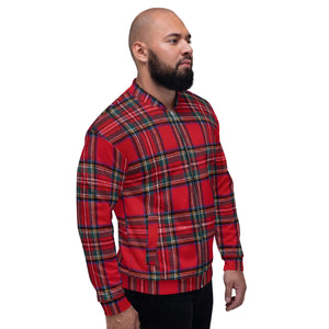 RED TARTAN PLAID Unisex Bomber Jacket