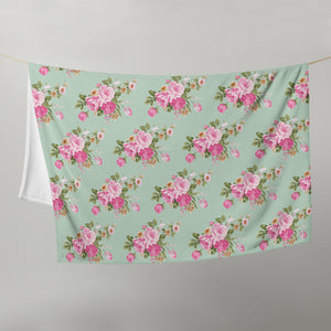 COTTAGE FLORAL SAGE GREEN Throw Blanket