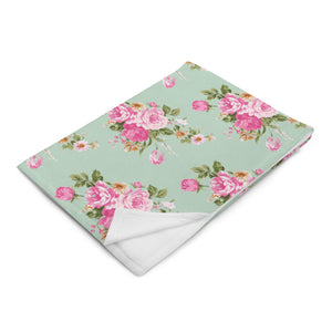 COTTAGE FLORAL SAGE GREEN Throw Blanket