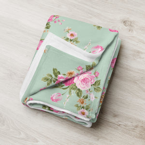 COTTAGE FLORAL SAGE GREEN Throw Blanket