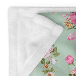 COTTAGE FLORAL SAGE GREEN Throw Blanket