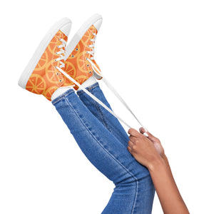 MANDARIN-ORANGE CRUSH Women’s high top canvas shoes