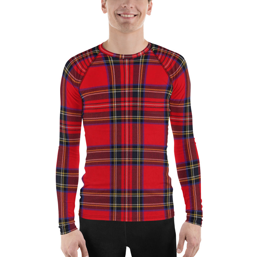 RED TARTAN PLAID Men's Rash Guard