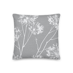 COASTAL Gray And White Floral Pillow