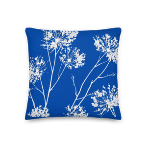 COASTAL Royal Blue And White Floral Pillow