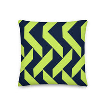 Load image into Gallery viewer, Lime Green and Navy Modern Print Pillow
