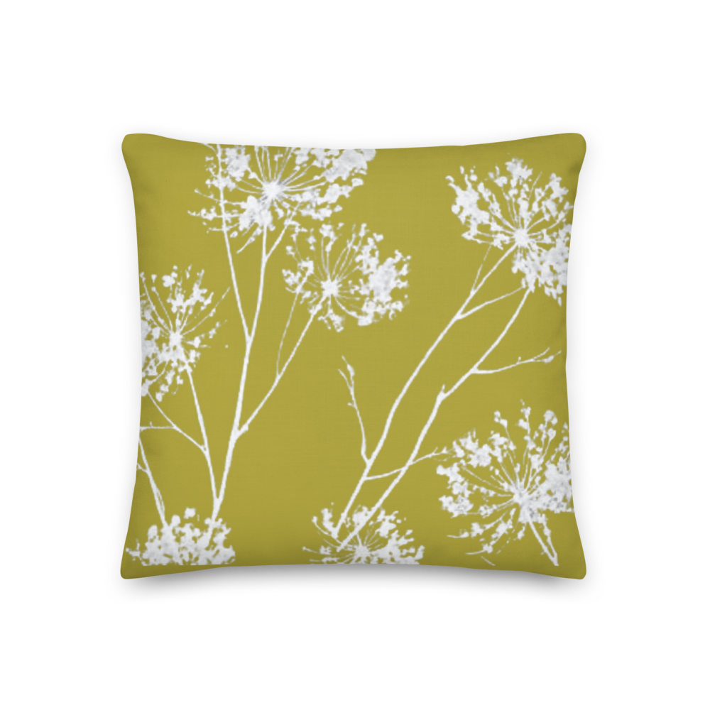 COASTAL Moss Green Floral Pillow