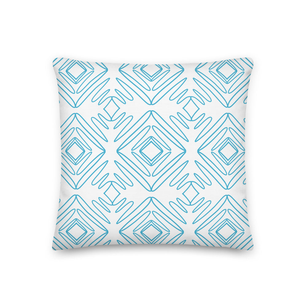 White And Turquoise Pattern Pillow