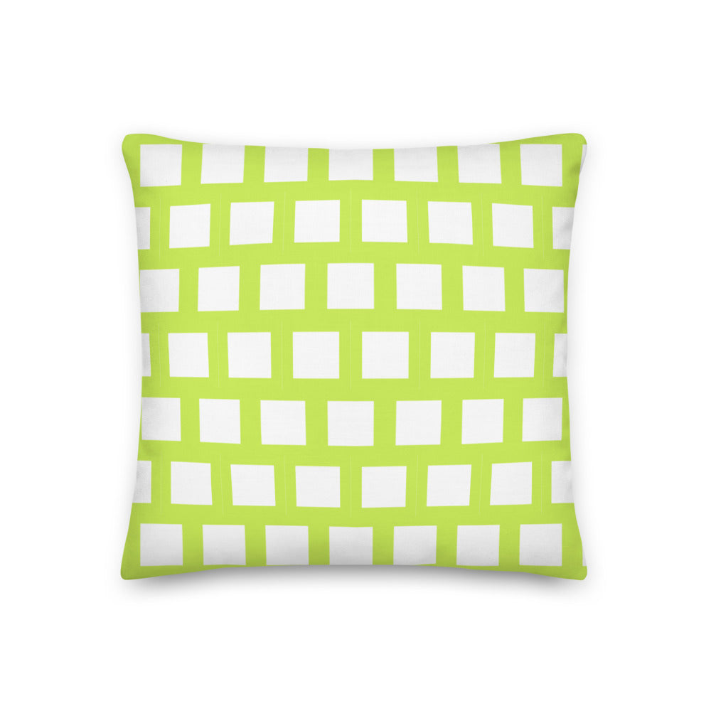 Lime Green Modern Geo Squares Pillow