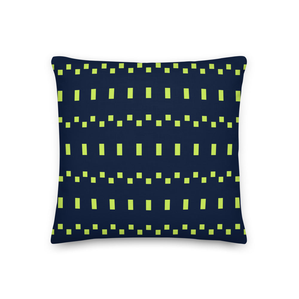 Lime Green and Navy Modern Print Pillow