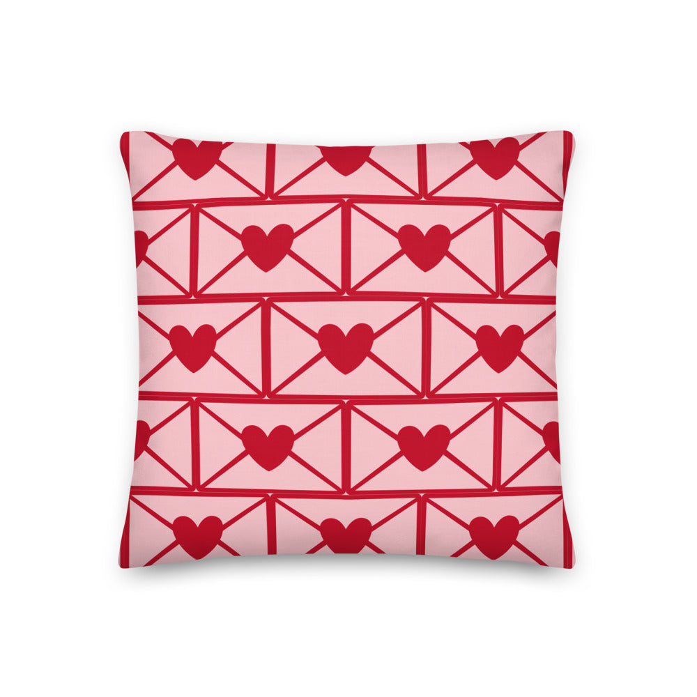 Love Letters Red Print Pillow