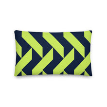 Load image into Gallery viewer, Lime Green and Navy Modern Print Pillow
